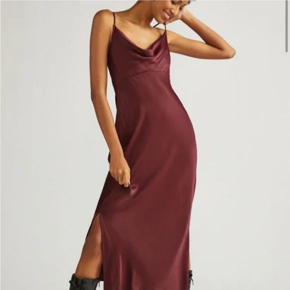 NWT Anthropologie Elyse Slip Dress Wine Burgandy Small - Picture 1 of 5
